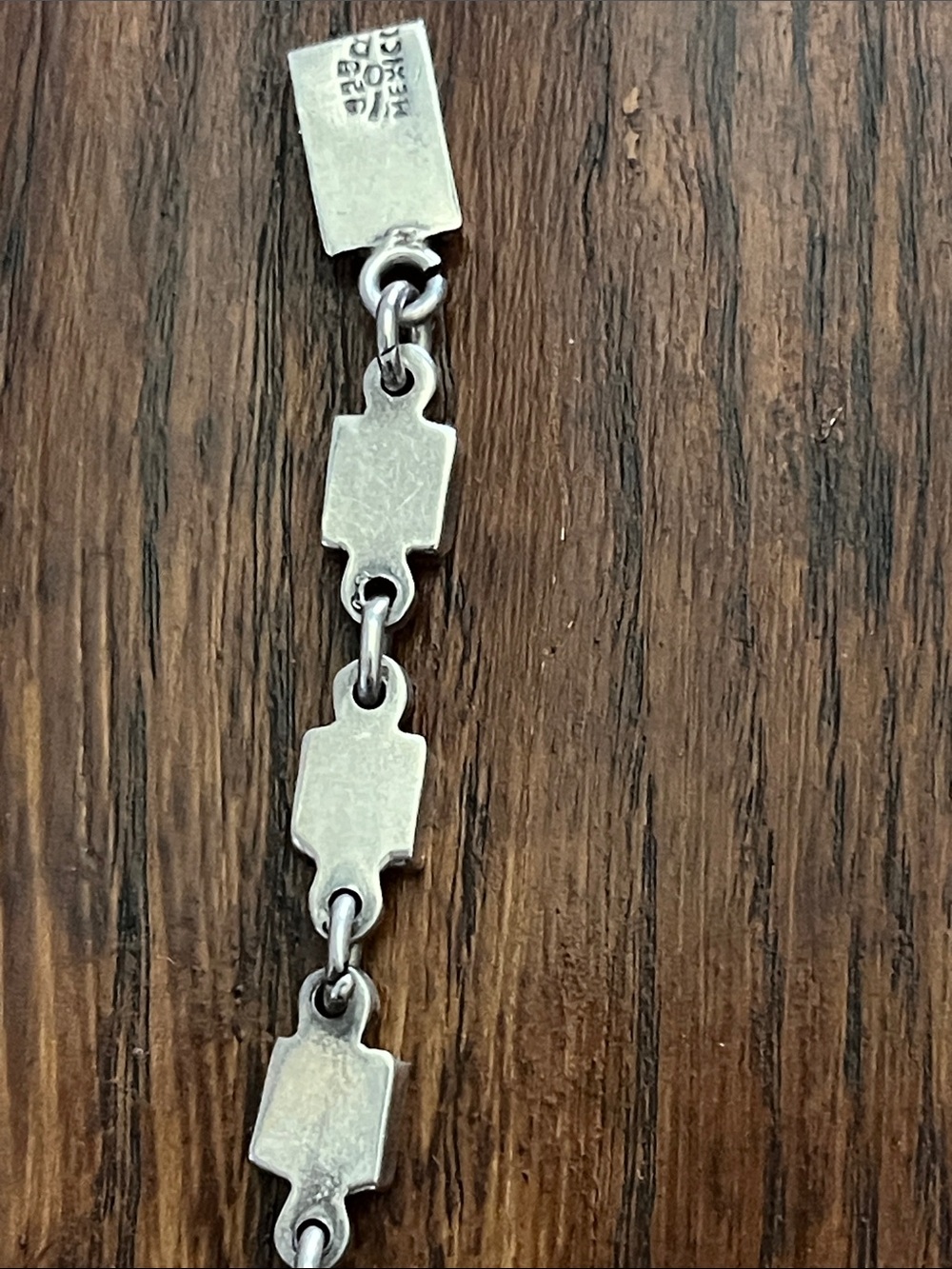 Mexico 925 Silver Geometric Green & Black Bracelet - Picture 7 of 15